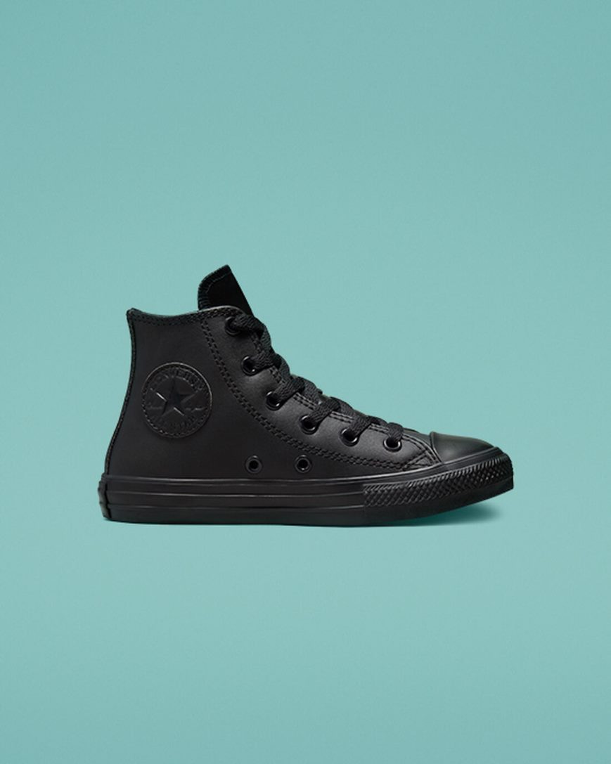 Dívčí Boty Vysoké Converse Chuck Taylor All Star Læder Černé | CZ JSZX49